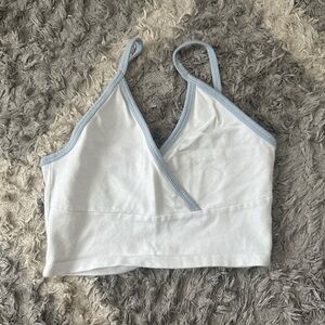 Brandy Melville White Top with Blue Trim